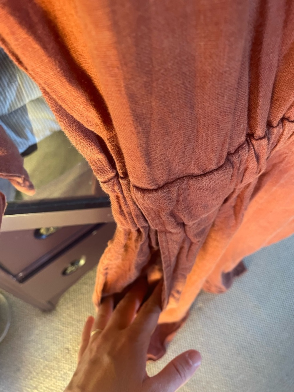 Linenfox Rust Button-Front Linen Top - Picture 4 of 5